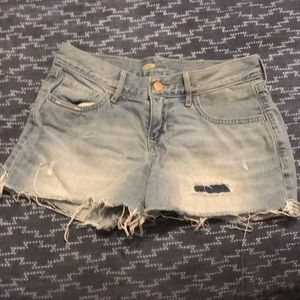 Light wash jean shorts